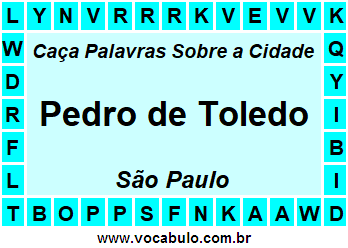 Caça Palavras Sobre a Cidade Paulista Pedro de Toledo