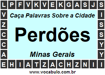 Caça Palavras Sobre a Cidade Mineira Perdões