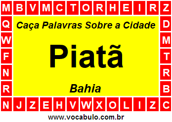 Caça Palavras Sobre a Cidade Baiana Piatã