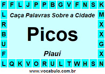 Caça Palavras Sobre a Cidade Piauiense Picos