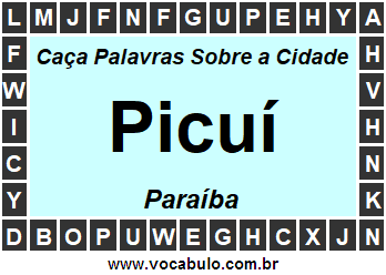 Caça Palavras Sobre a Cidade Paraibana Picuí