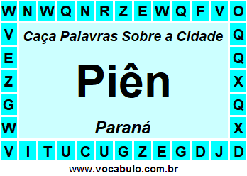 Caça Palavras Sobre a Cidade Piên do Estado Paraná