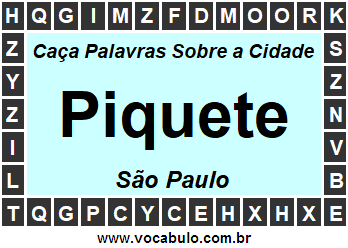 Caça Palavras Sobre a Cidade Piquete do Estado São Paulo