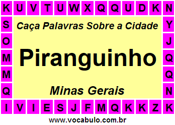 Caça Palavras Sobre a Cidade Piranguinho do Estado Minas Gerais