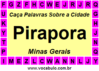 Caça Palavras Sobre a Cidade Pirapora do Estado Minas Gerais