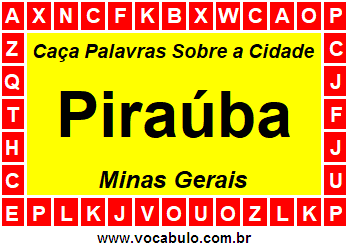 Caça Palavras Sobre a Cidade Piraúba do Estado Minas Gerais