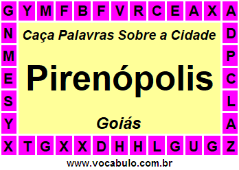 Caça Palavras Sobre a Cidade Goiana Pirenópolis