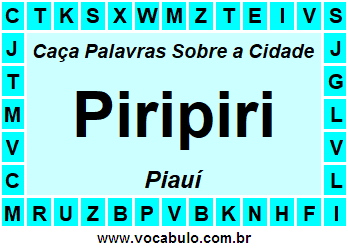 Caça Palavras Sobre a Cidade Piauiense Piripiri