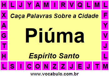 Caça Palavras Sobre a Cidade Piúma do Estado Espírito Santo