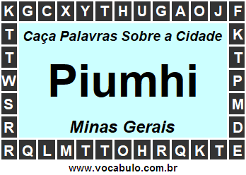 Caça Palavras Sobre a Cidade Piumhi do Estado Minas Gerais