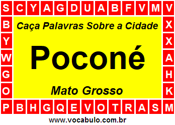 Caça Palavras Sobre a Cidade Poconé do Estado Mato Grosso