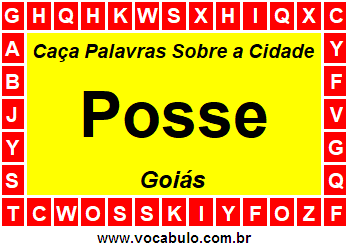 Caça Palavras Sobre a Cidade Posse do Estado Goiás