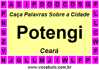 Caça Palavras Sobre a Cidade Potengi do Estado Ceará