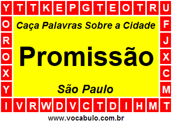 Caça Palavras Sobre a Cidade Promissão do Estado São Paulo