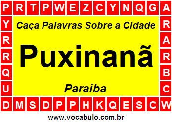 Caça Palavras Sobre a Cidade Puxinanã do Estado Paraíba