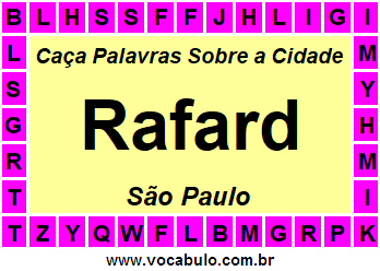 Caça Palavras Para Imprimir Sobre A Cidade Rafard - SP. Homenagem à ...