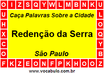 Caça Palavras Sobre a Cidade Paulista Redenção da Serra