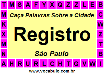 Caça Palavras Sobre a Cidade Registro do Estado São Paulo