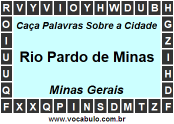 Caça Palavras Sobre a Cidade Mineira Rio Pardo de Minas