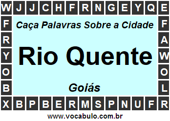 Caça Palavras Sobre a Cidade Goiana Rio Quente