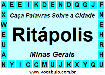 Caça Palavras Sobre a Cidade Ritápolis do Estado Minas Gerais