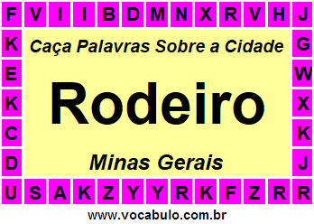 Caça Palavras Sobre a Cidade Mineira Rodeiro