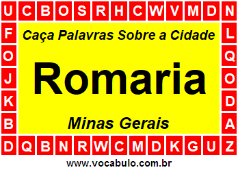 Caça Palavras Sobre a Cidade Romaria do Estado Minas Gerais