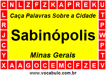 Caça Palavras Sobre a Cidade Sabinópolis do Estado Minas Gerais