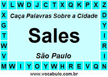 Caça Palavras Sobre a Cidade Sales do Estado São Paulo