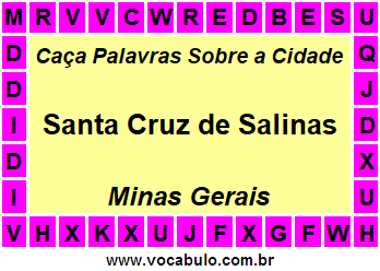 Caça Palavras Sobre a Cidade Mineira Santa Cruz de Salinas