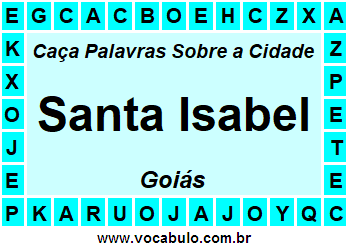 Caça Palavras Sobre a Cidade Santa Isabel do Estado Goiás