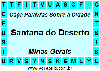 Caça Palavras Sobre a Cidade Mineira Santana do Deserto