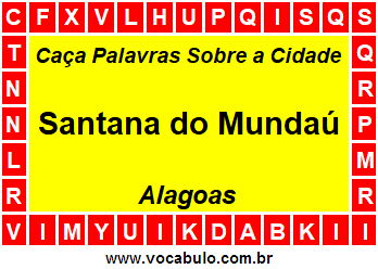 Caça Palavras Sobre a Cidade Alagoana Santana do Mundaú