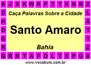 Caça Palavras Sobre a Cidade Santo Amaro do Estado Bahia