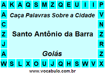 Caça Palavras Sobre a Cidade Goiana Santo Antônio da Barra