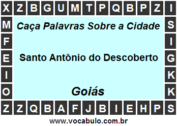 Caça Palavras Sobre a Cidade Goiana Santo Antônio do Descoberto