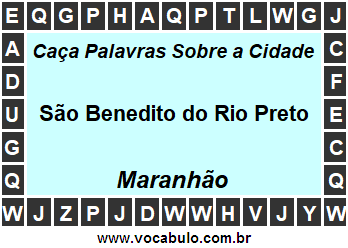 Caça Palavras Sobre a Cidade Maranhense São Benedito do Rio Preto