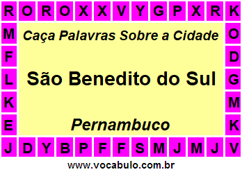 Caça Palavras Sobre a Cidade Pernambucana São Benedito do Sul