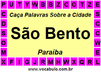 Caça Palavras Sobre a Cidade São Bento do Estado Paraíba