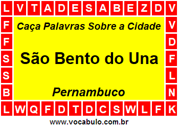 Caça Palavras Sobre a Cidade Pernambucana São Bento do Una