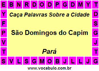 Caça Palavras Sobre a Cidade Paraense São Domingos do Capim