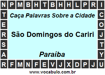 Caça Palavras Sobre a Cidade São Domingos do Cariri do Estado Paraíba