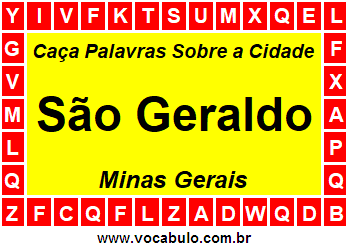 Caça Palavras Sobre a Cidade Mineira São Geraldo