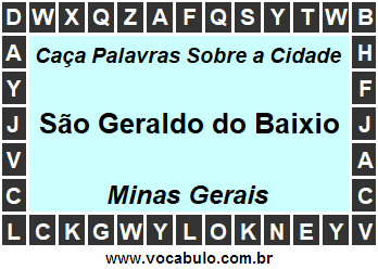 Caça Palavras Sobre a Cidade São Geraldo do Baixio do Estado Minas Gerais