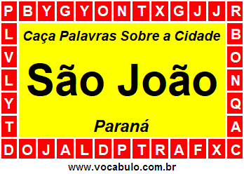 Caça Palavras Sobre a Cidade Paranaense São João