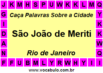 Caça Palavras Sobre a Cidade Fluminense São João de Meriti
