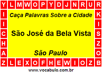 Caça Palavras Sobre a Cidade Paulista São José da Bela Vista