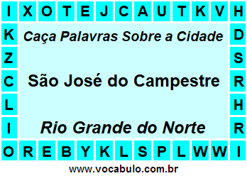 Caça Palavras Sobre a Cidade São José do Campestre do Estado Rio Grande do Norte