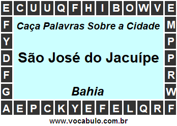 Caça Palavras Sobre a Cidade São José do Jacuípe do Estado Bahia