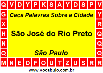 Caça Palavras Sobre a Cidade São José do Rio Preto do Estado São Paulo